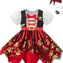 Toddler Baby Girl Pirate Outfits With Eye Mask And Head Scarf (Black,2T)