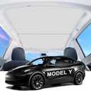 Upgrade Sunshade Roof for Tesla Model Y 2020-2024 Heat Insulation Foldable Model Y Accessories No Sagging &No Gaps [ Blocks UV, Nano Ice-Crystal Coating ]