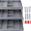 Drawer Organizer, Expandable Foldable Versatile Bathroom and Vanity Desk Drawer Organizer Trays, Plastic Storage for Makeup, Bedroom, Jewelry, Kitchen Utensils and Office (3