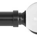 Ivilon Drapery Treatment Window Curtain Rod - Acrylic Ball 1 inch Pole. 16 to 28 Inch (Side Curtain Rod) Black