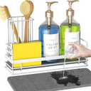 Yofidra Sink Caddy with Stone Drying Tray: Stainless Steel Soap Dispenser Kitchen Sink Organizer Set, Sponge Holder Counter Accessories Decor for Kitchen Organizers and Storage 8.1x3.5x4.5 in White