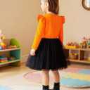 Noubeau Toddler Baby Girl Halloween Outfits Long Sleeve Ruffle Fall Winter Dress Layers Tulle Skirt Set Halloween Dresses (Black)