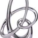 11in Silver Ceramic Statue  Modern Abstract Art Figurine for Home Decor Accents, Tabletop Centerpiece for Dining Room, Living Room Shelf, Office or Wedding Display (Large)