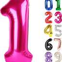 1 Balloon - Hot Pink Birthday Number Balloons, 40 Inch Large Foil Balloons for Men Women Boys Girls Hot Pink Themed Birthday Decorations