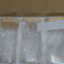 KEYWING 50oz Airtight Glass Storage Containers with Lids Set of 3, Square Glass Jars with Bamboo Lids, Kitchen Pantry Storage Canister for Flour, Sugar, Cereal, Coffee Beans, Pasta, Cookies & Tea