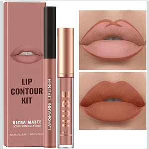 MIELIKKI 2Pcs Matte Liquid Lipstick and Lip Liner Set, One Step Lips Makeup Kit, Non-Stick Cup Lip Gloss + Lip Liner Pen, High Pigmented, Waterproof, Long-Lasting, #9,10,11,12 Pack 4