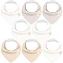 KeaBabies 8-Pack Organic Baby Bandana Bibs for Boys, Girls - Super Absorbent Triangle Baby Bibs for Drooling and Teething Infant, 100% Cotton Extra Soft for Newborn, Infant 0-36 Months (Purest)