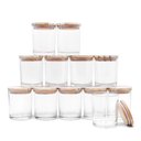 SHOWIN Thick Candle Jars for Making Candles 9 Pcs, 7 OZ Empty Jars with Wood Lids for Candle Making, Sample Container, Clear