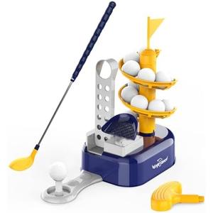 EagleStone Toddler Golf Set with Foot Pedal Launcher, Kids Golf Toy for Ages 3-8, Includes Adjustable Golf Club, 15 Balls & Golf Cart, Indoor&Outdoor Sports Gift for Boys and Girls