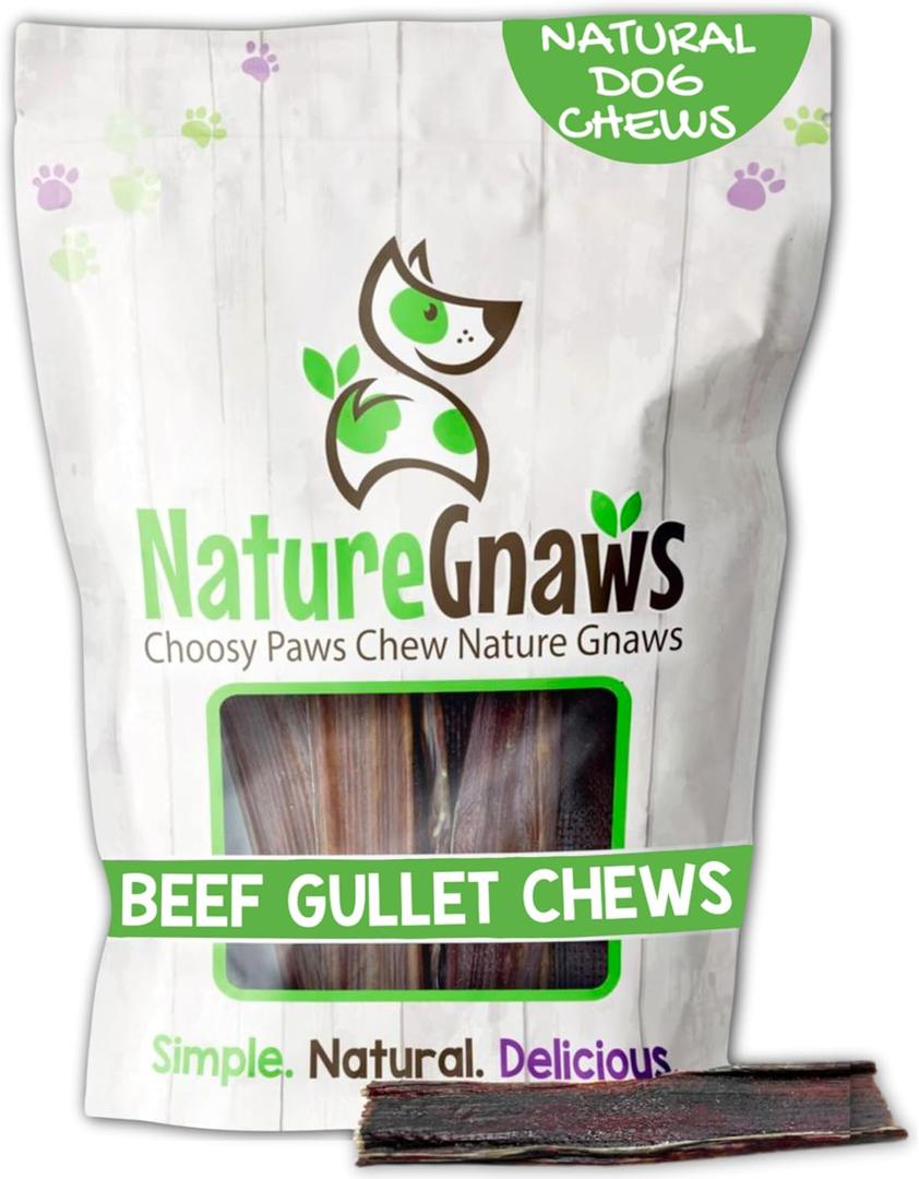 Nature Gnaws Beef Gullet Chews for Small Dogs 4-5" (20 Count) - Natural Beef Jerky Stick Dog Chew Treats - Rawhide Free, Bb Date: 09/2025
