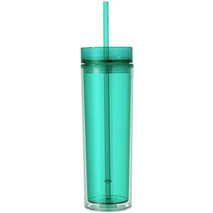 Double Wall Skinny Acrylic Tumbler 16 Oz, with Straws (Mint)