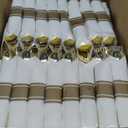 realluck 350 PCS White and Gold Plastic Dinnerware Set for 50 Guests, 100 Disposable Plates for Party, 50 Pre Rolled Napkins with Gold Silverware, 50 Cups