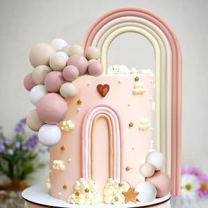 28PCS Rainbow Cake Toppers Colorful Balls Cake Decorations for Wedding Baby Shower Girls Boys Birthday Party Supplies (Boho)