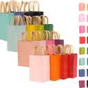 qiqee Large Kraft Paper Bags with Handles Bulk 13"x10"x5" 32-Packs Gift Bags 16 Different Senior Color Bags Multiple UsesLarge Size