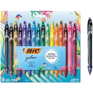 BIC Gelocity Quick Dry Ocean Themed Gel Pens, Medium Point (0.7mm), 16-Count Gel Pen Set, Colored Gel Pens for Note Taking and Journaling