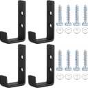 Heavy Duty Garage Hooks for Hanging, 4pcs Black Garage Storage Wall Mount J Hook Heavy Duty, J Utility Hooks for Extension Cord Tool Cable, Clothes, Keys Hook (4Pcs)