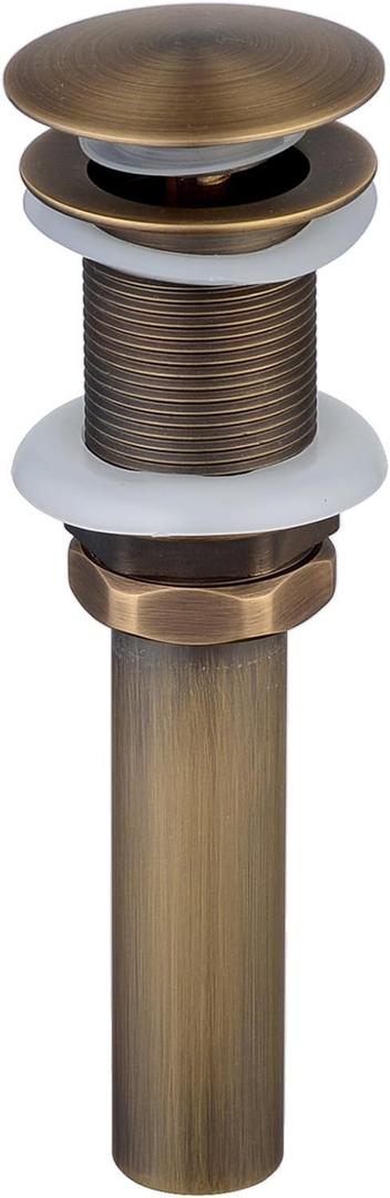 Beelee Bathroom Sink Drains Pop Up Drain with Overflow for Vanity Vessel Sinks Without Overflow, Antique Brass Finish,BLDW9440A