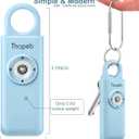 Personal Safety Alarm Keychain - 140dB Loudest Siren & Strobe Light, Rechargeable Security Alarm for Women, Men, Kids, Elderly - Self Defense Emergency Device (Aqua) (Rechargeable- Sky Blue( 2025 Version ))