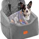 Dog Car Seat for Small Dog with Washable Mat, Memory Foam Booster Seat for Dogs Under 30lb, 6" Elevated Pet Seat with Pockets, Anti-Slip Bed for Car, Perfect for Front & Back Seats with Safety Leash
