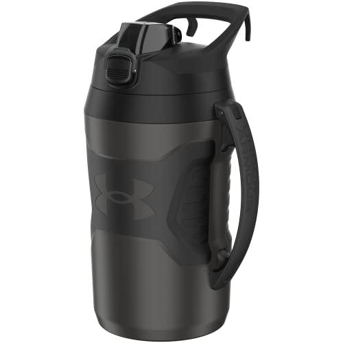 Under Armour Half Gallon Water Bottle Insulated, 64oz Insulated Water Bottle with Handle, Fence Hook, Leak Resistant, for Baseball, Football & More - Jet Grey/Black