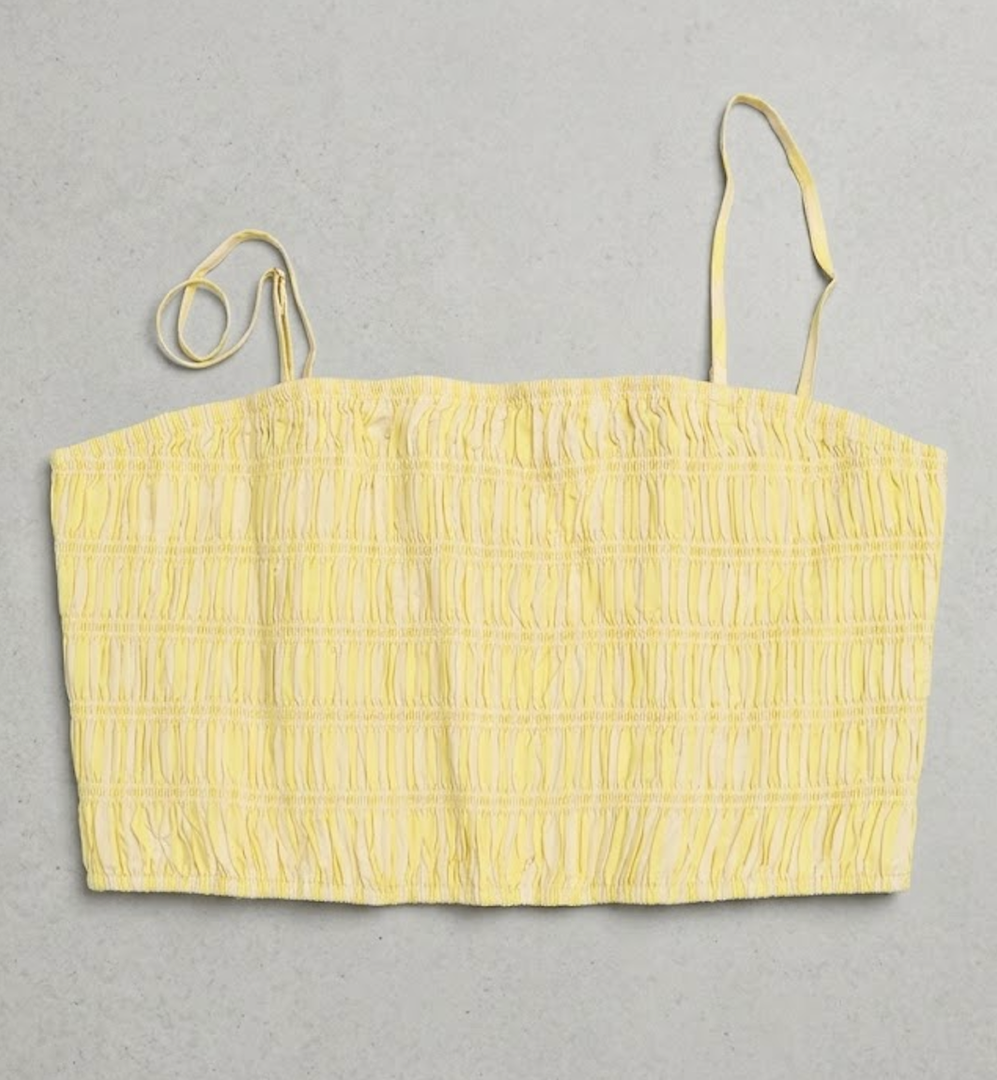 Women's Smocked Tiny Tank Top Yellow Stripe XL