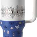 Print Boot for Stanley, Rubber Cup Bottom Protector Sleeve Accessories for Stanley Quencher H2.0 FlowState Tumbler 40oz / Adventure Quencher Tumbler 40oz (Blue)