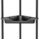 5 Tier Floor Standing Corner Shower Caddy Organizer Shelf with Hooks, Bathroom Shelves Stand Rack, Jet Black