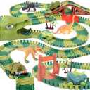 GIAT Dinosaur Track Toys - Best Birthday Gifts for 3 4 5 6 7 Year Old Boys Girls, Dinosaur Race Car Track with Light & Sound, Create A Dinosaur World Road Race