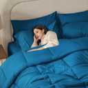 Anluoer Queen Comforter Set 7 Piece, Teal Bed in a Bag with Sheets, Comforters Queen Size Bedding Sets with 1 Comforter, 2 Pillow Shams, 2 Pillowcases, 1 Flat Sheet,1 Fitted Sheet