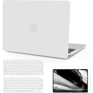 B BELK Compatible with MacBook Air 13 inch Case 2022 2021 2020 2019 2018 A2337 M1 A2179 A1932, Matte Plastic Hard Shell Case for MacBook Air 13.3 inch + Keyboard Cover + Screen Protector, Frost Clear