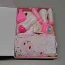 BABESIDE 10 Pcs Baby Doll Diaper Bag Set, Reborn Baby Doll Accessories Set with 2-in-1 Diaper Bag Changing Pad and Baby Dolls Bath Set for Kids Pretend Play Toys, Pink