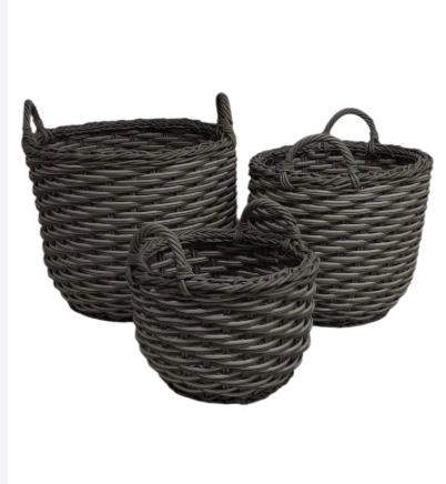 3-Pack Stackable Handovenicker Storage and Laundry Basketith Handles,Flower Pots,Multi-Function Storage,Hand-Crafted L 19x 14.5 M 15x 13 S12x9