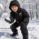 FREE SOLDIER Boys Girls Waterproof Ski Jacket Fleece Lined Warm Winter Snow Coat Kids Winter Jacket with Detachable Hood (Black)