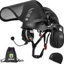 GREEN DEVIL Forestry Chainsaw Safety Helmet with Bluetooth Ear Muffs Arborist Helmet Hard Hat with Built-in Visor Face Shield 5 in 1 System Logging Garden Work Hardhats for Men Women