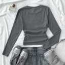 SOLY HUX Girl's Y2k Long Sleeve Top Star Graphic Ruched Fitted Tee Shirts Fall Streetwear (Gray)
