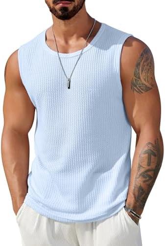 COOFANDY Mens Casual Tank Tops 1 Pack Waffle Knit Sleeveless Shirt Breathable Tank Shirts Summer Muscle Tee, XS