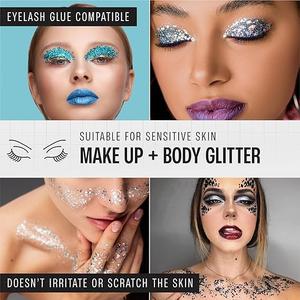 Chunky Holographic Body Glitter I 6 Colors for Face Glitter Makeup, Hair, Eye & Fine Glitter Eyeshadow - Perfect for Halloween, Slime, Resin, Tumblers, Craft, Cosmetic & Nail Art