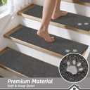 BEQHAUSE Stair Treads for Wooden Steps 28inX9in, Non Slip Carpet Stair Treads Indoor Stair Runners Machine Washable, Soft Stair Rugs Mat Surface Polyester TPE Backing, 4pcs, Charcoal