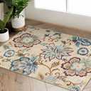 Beeiva Floral Rugs for Entryway 2x3, Paisley Washable Entryway Rug Non Slip Ultra Thin, No Skid Throw Door Mat Indoor Entrance Small Carpet for Kitchen Bathroom Bedroom