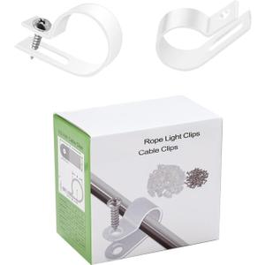 50 Pack 3/4 inch Rope Light Clips with Stainless Steel Screws, Plastic Cable Clips Wire Clamp for String Lights, Christmas Light Clips Cable Wire Clamp, P-Type Mounting Clips (50 Pack 3/4 Inch)