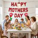 4 x Red Happy Mothers Day Balloons 16 Inch Mothers Day Balloons Red Rose Balloons for Mother's Days Party Decorations