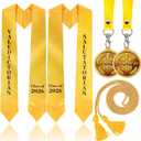 5Pcs Graduation Stole Class of 2026 Sash with Grad Award Medal Honor Cord