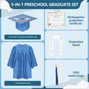 Kindergarten graduation cap and gown with 2026 Tassel, Certificate for Toddler Children (27"-33") (Blue, M)
