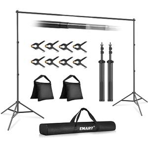 EMART Backdrop Stand 10x7FT Adjustable Back Drop Stand for Party Photoshoot
Background Stand Backdrop with 8 Clamps, 2 Sandbags for Photography, Wedding, Baby Shower, Events Decoration, Photo Studio