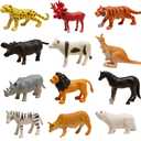 CUTE STONE 24 PCS Animals Figures Toys, Realistic Wild Zoo Animal Figurines, Animal Learning Toys for Kids Toddlers Boys