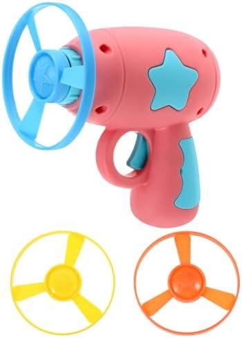 Interactive Cat Toy Flying Disc Launcher Set with 3 Gyroscope Flying Discs for Outdoor and Indoor Pet Play