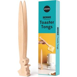 OTOTO Bernie Bunny Toaster Tongs - Rabbit, Salad Servers - Multipurpose Mini Tongs for Appetizers, Wood Utensils & Cute Kitchen Gadgets, Easter, White Elephant Gifts, Toast, Cute Kitchen Accessories