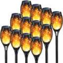 KYEKIO Solar Torch Light with Flickering Flame, 12Pack Solar Lights Outdoor, Solar Garden Lights Outdoor Waterproof, Luces Solares para Exteriores, Outside Lighting for Pathway Yard Patio Decorations (Orange)