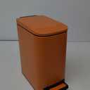 TIPGO Small Bathroom Trash Can with Lid Soft Close, 6 Liter / 1.6 Gallon Stainless Steel Garbage Can with Removable Inner Bucket, Step Pedal, Slim Trash Cans for Bedroom, Office, Kitchen (Orange)