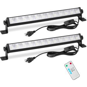 2 Pack 24W LED Shop Light with Remote, Plug in Garage Light with 6.5FT Cord and On/Off Switch, 6000K 5400LM Work Shop Lighting for Garage Workshop Warehouse Factory Yard